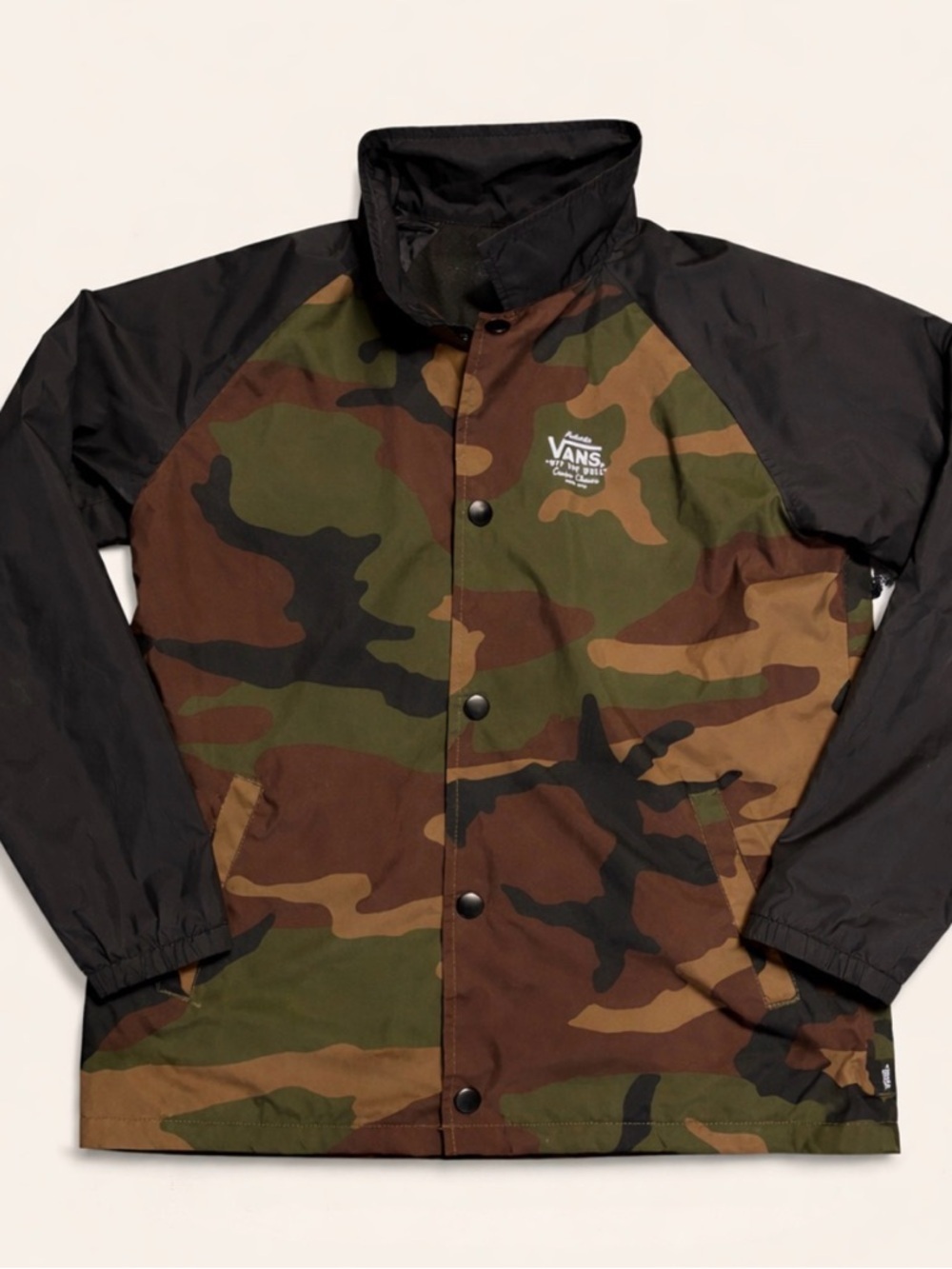 Vans Off The Wall Youth Camo Coach Jacket with Black Sleeves